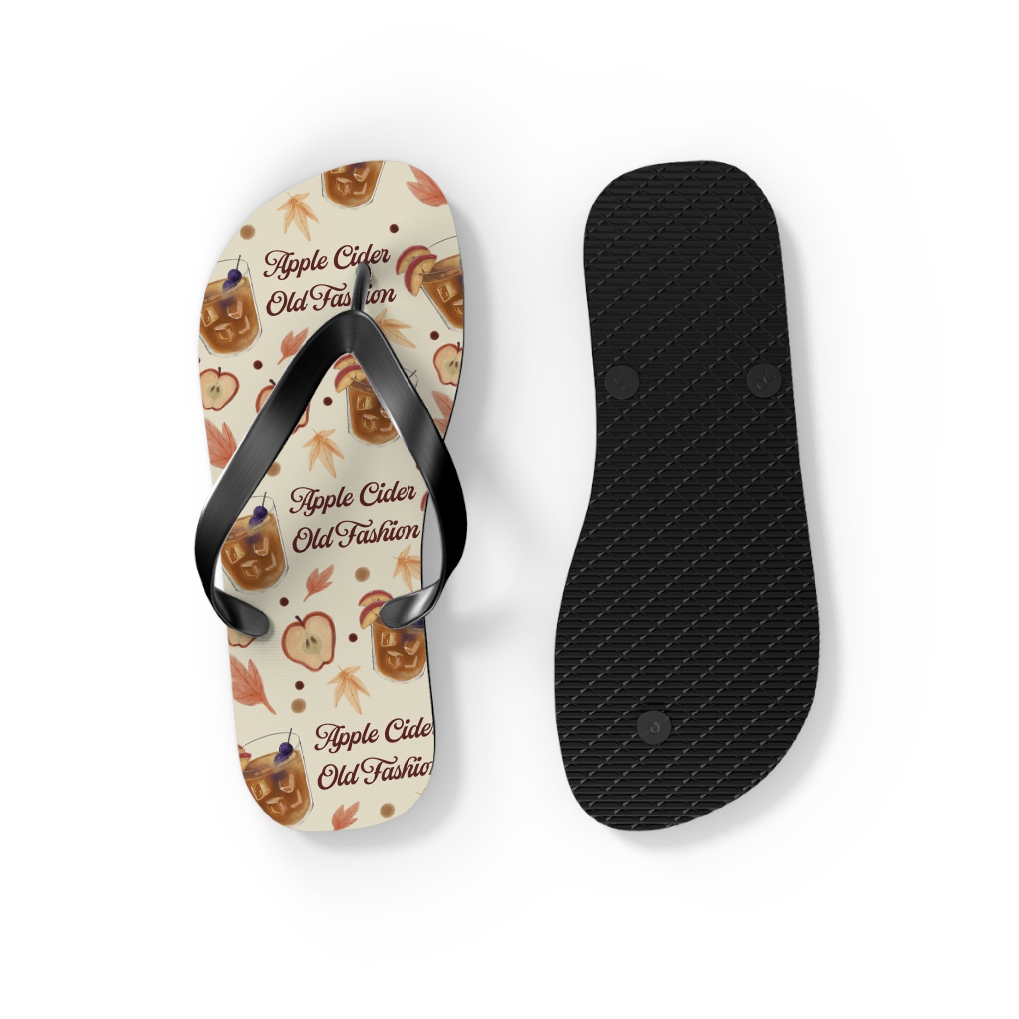 Apple Cider Old Fashioned Flip Flops — Beige Apple Cider Collection Inspired Design
