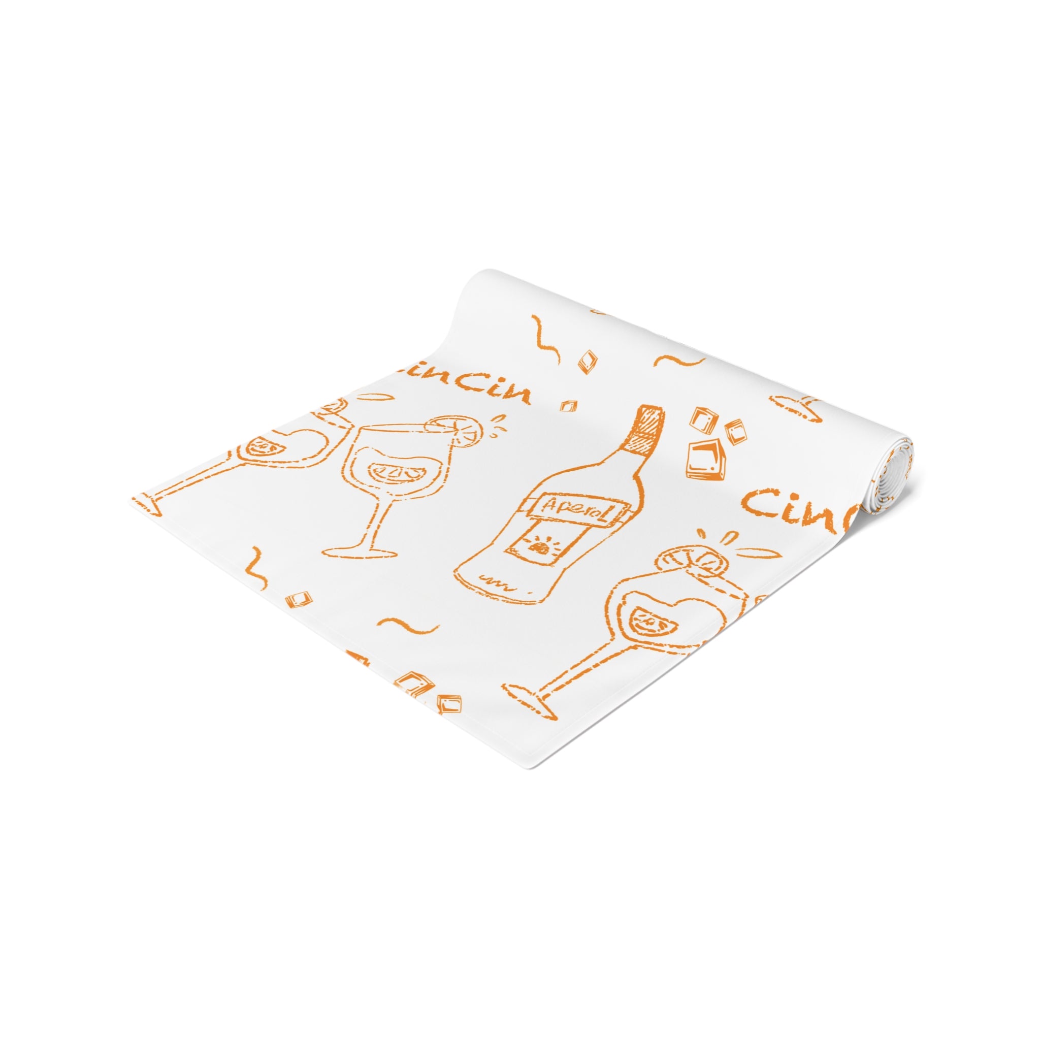 Cin Cin Spritz Table Runner — White Citrus Cocktail Pattern
