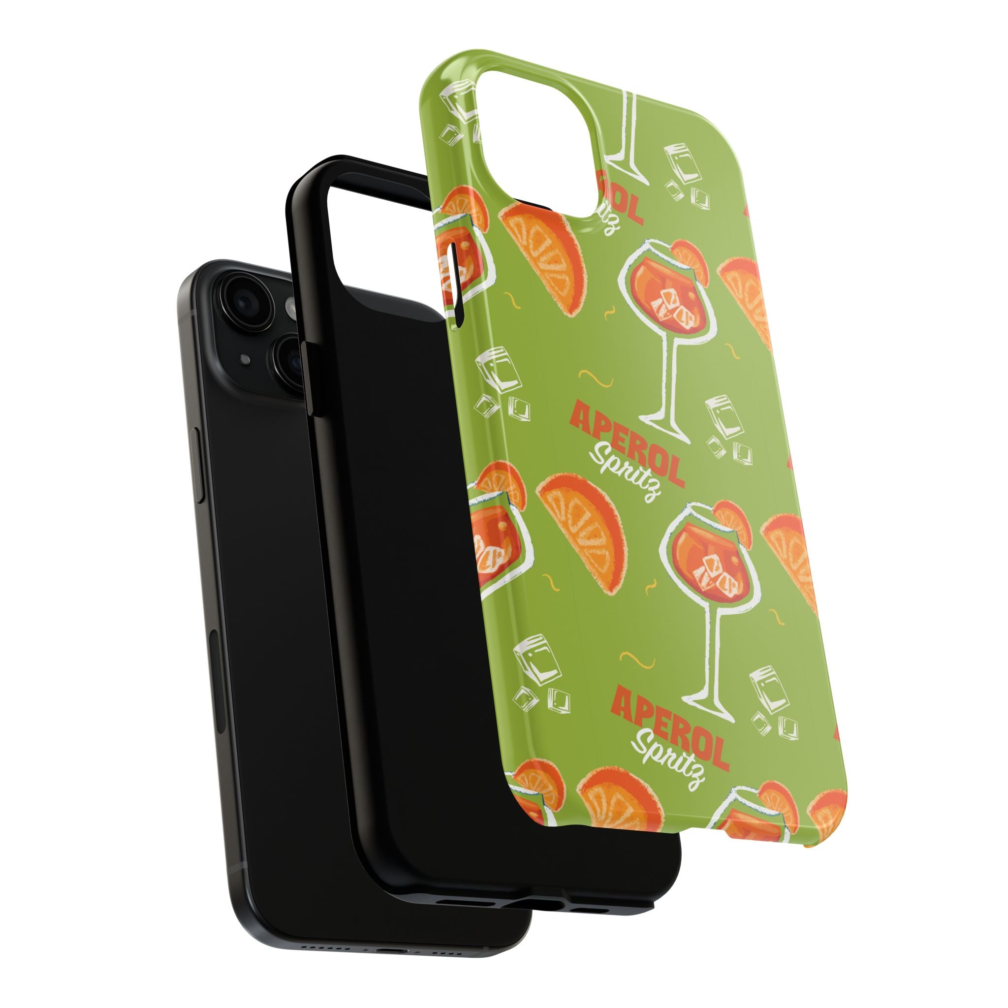 Aperol Spritz Tough Phone Case — Green Cocktail Pattern Phone Cover
