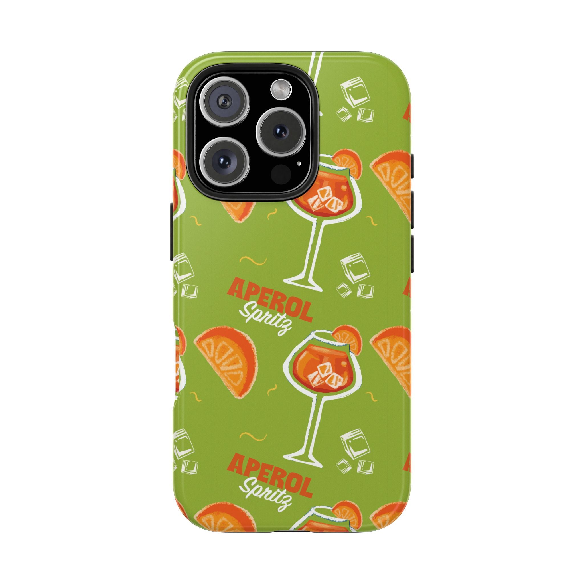 Aperol Spritz Tough Phone Case — Green Cocktail Pattern Phone Cover