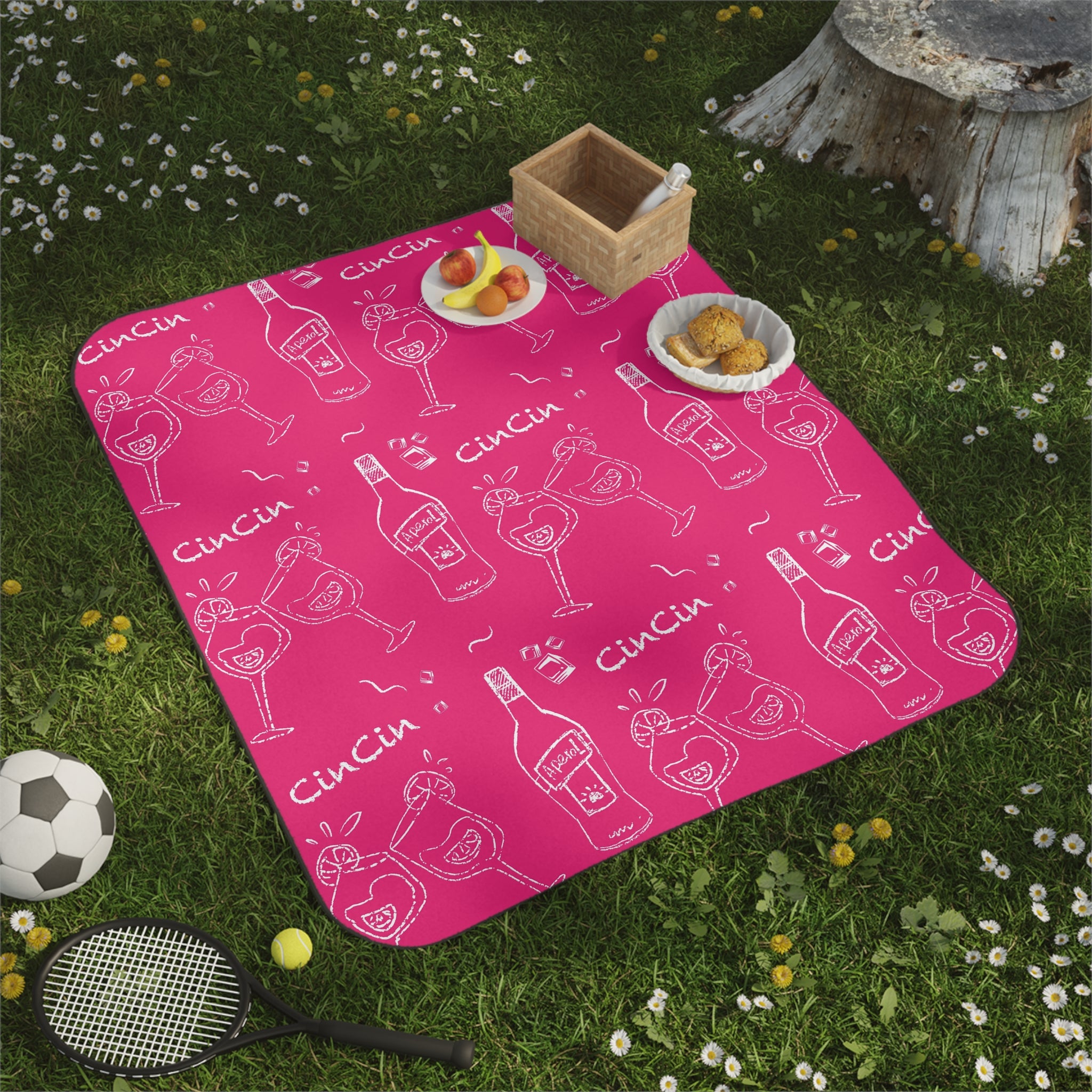 Cin Cin Cocktail Picnic Blanket — Pink Aperol Inspired Design
