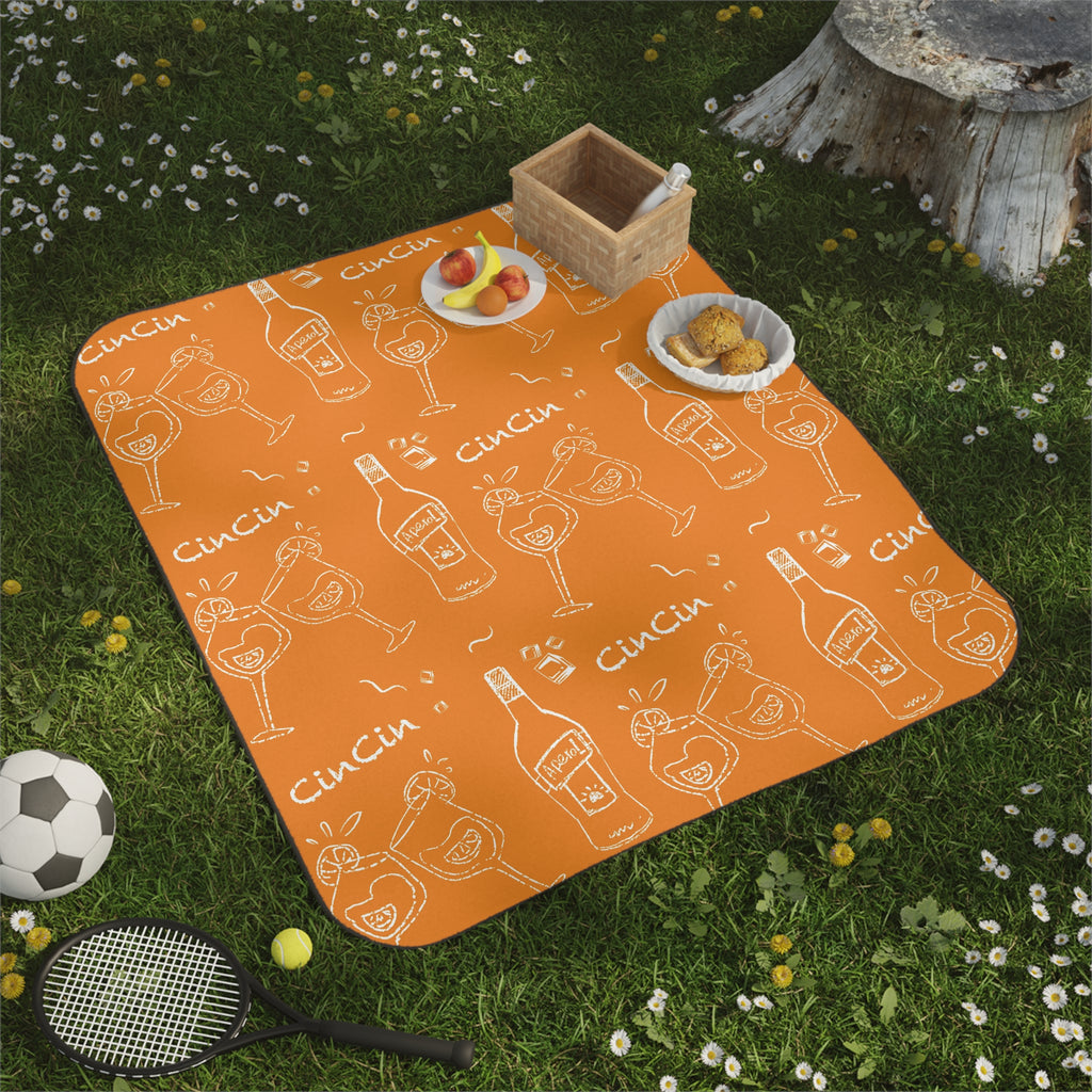 Cin Cin Cocktail Picnic Blanket — Orange Aperol Inspired Design