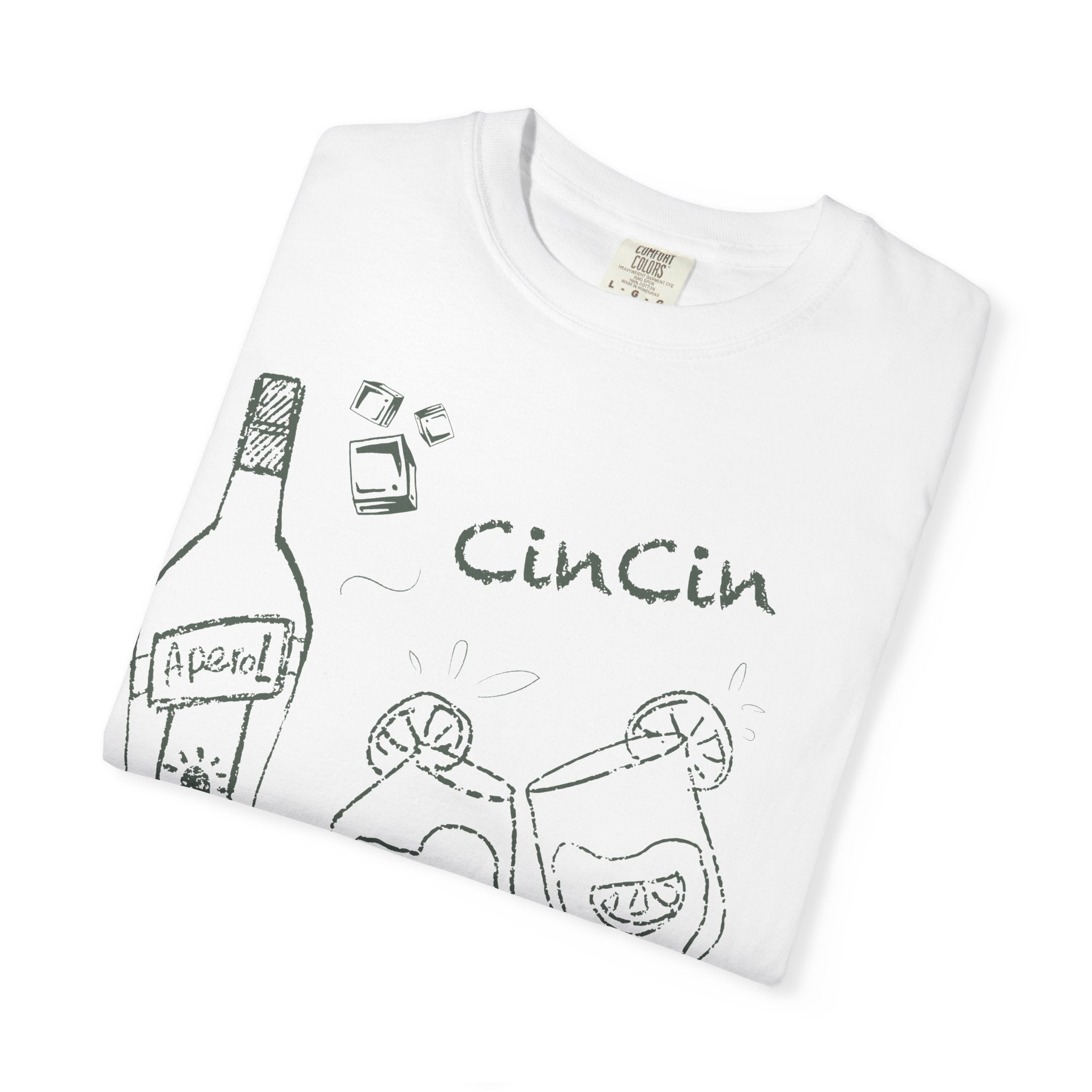 Cin Cin Aperol Shirt — Green & White Summer Cocktail Party Tee