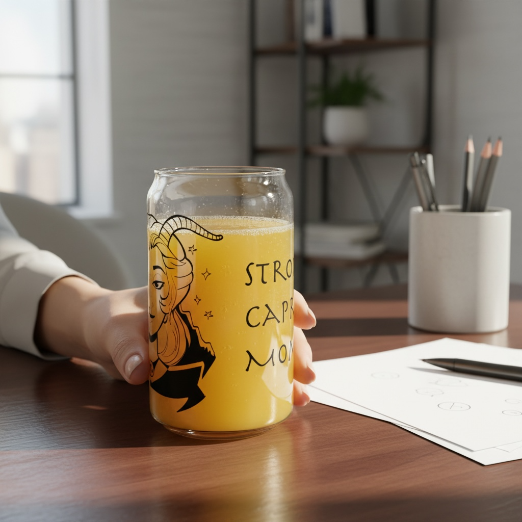 Capricorn Mom Gift – 16oz Zodiac Sipper Glass for Mom | Astrology Glass Cup