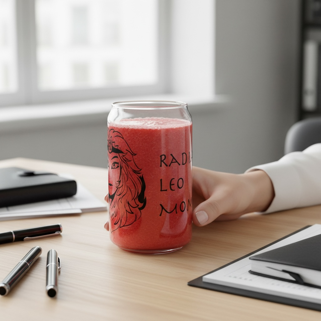 Leo Mom Gift – 16oz Zodiac Sipper Glass for Mom | Astrology Glass Cup