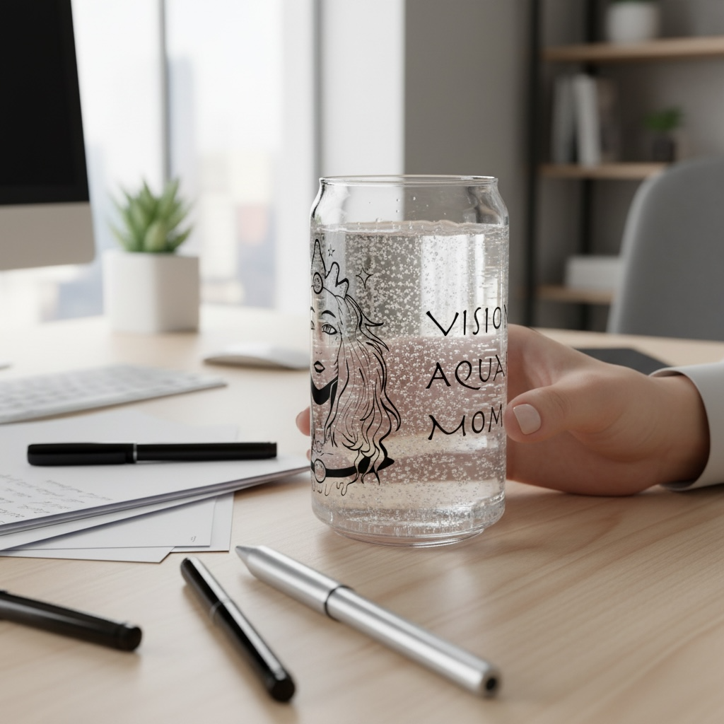 Aquarius Mom Gift – Zodiac 16oz Glass Cup for Mom | Astrology Sipper Glass
