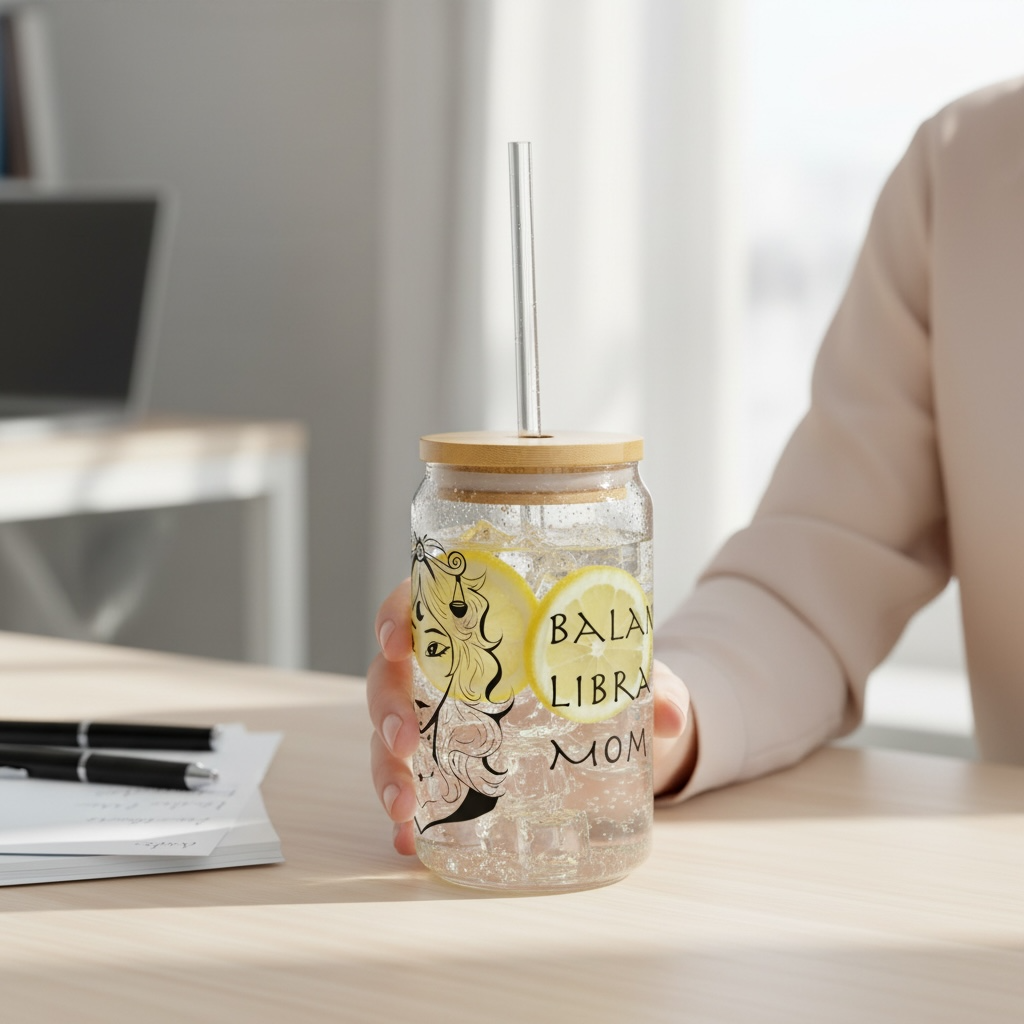Libra Mom Glass Cup – 16oz Zodiac Gift for Mom | Astrology Drinkware