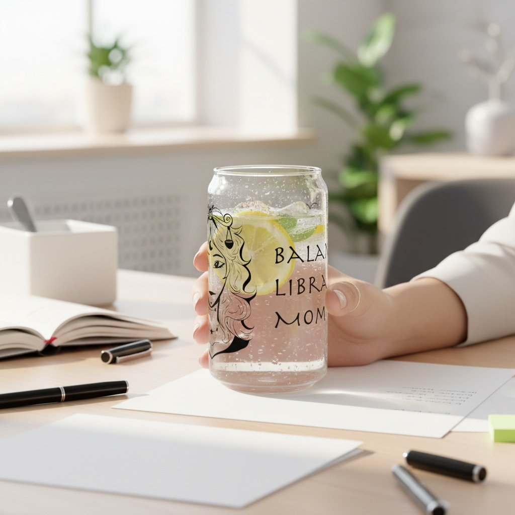 Libra Mom Glass Cup – 16oz Zodiac Gift for Mom | Astrology Drinkware