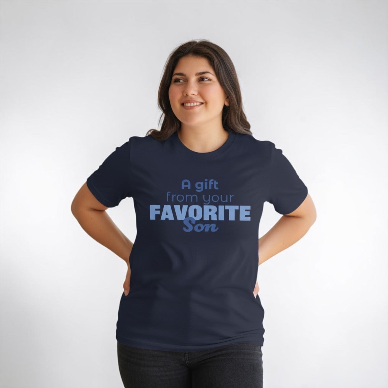 Favorite Son Gift for Mom T-Shirt – Funny Mother’s Day Shirt from Son | Mom Graphic Tee