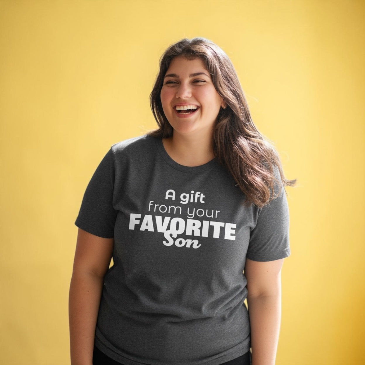 Favorite Son Gift for Mom T-Shirt – Funny Mother’s Day Shirt from Son | Mom Graphic Tee