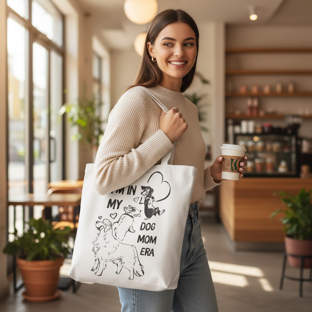 Dog Mom Era Tote Bag – Cute Puppy Tote for Dog Mom | Dog Lover Gift