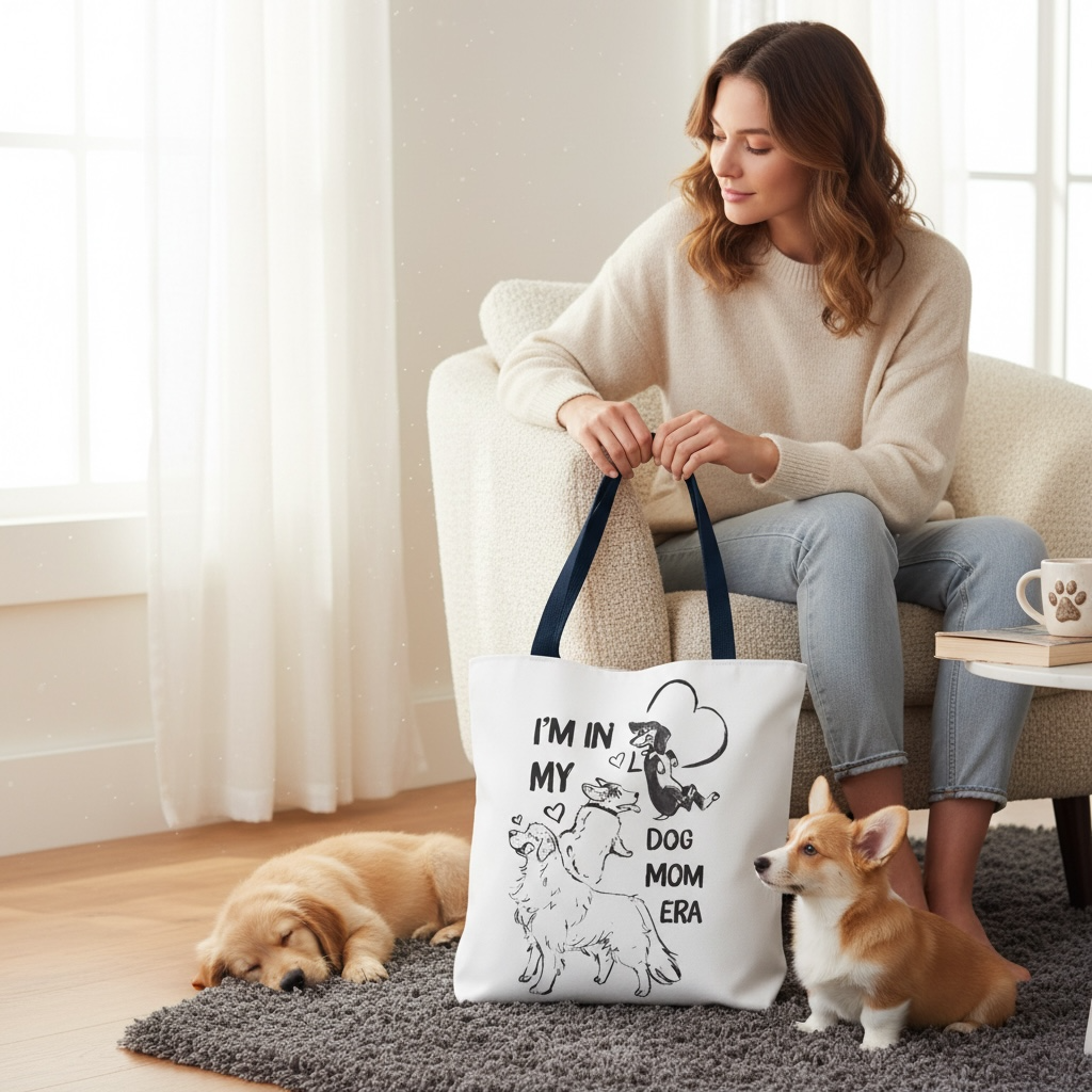 Dog Mom Era Tote Bag – Cute Puppy Tote for Dog Mom | Dog Lover Gift