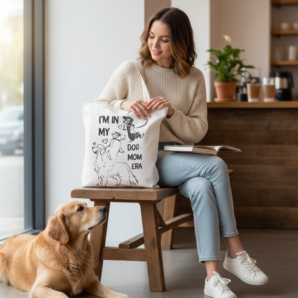Dog Mom Era Tote Bag – Cute Puppy Tote for Dog Mom | Dog Lover Gift