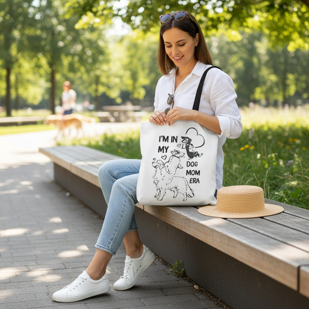 Dog Mom Era Tote Bag – Cute Puppy Tote for Dog Mom | Dog Lover Gift
