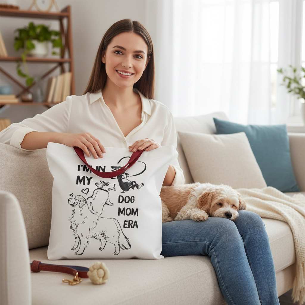 Dog Mom Era Tote Bag – Cute Puppy Tote for Dog Mom | Dog Lover Gift
