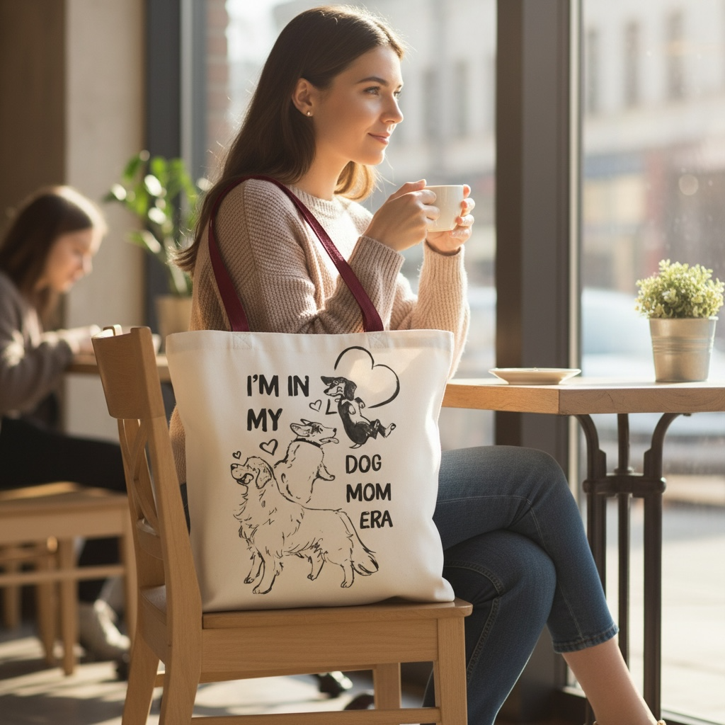 Dog Mom Era Tote Bag – Cute Puppy Tote for Dog Mom | Dog Lover Gift