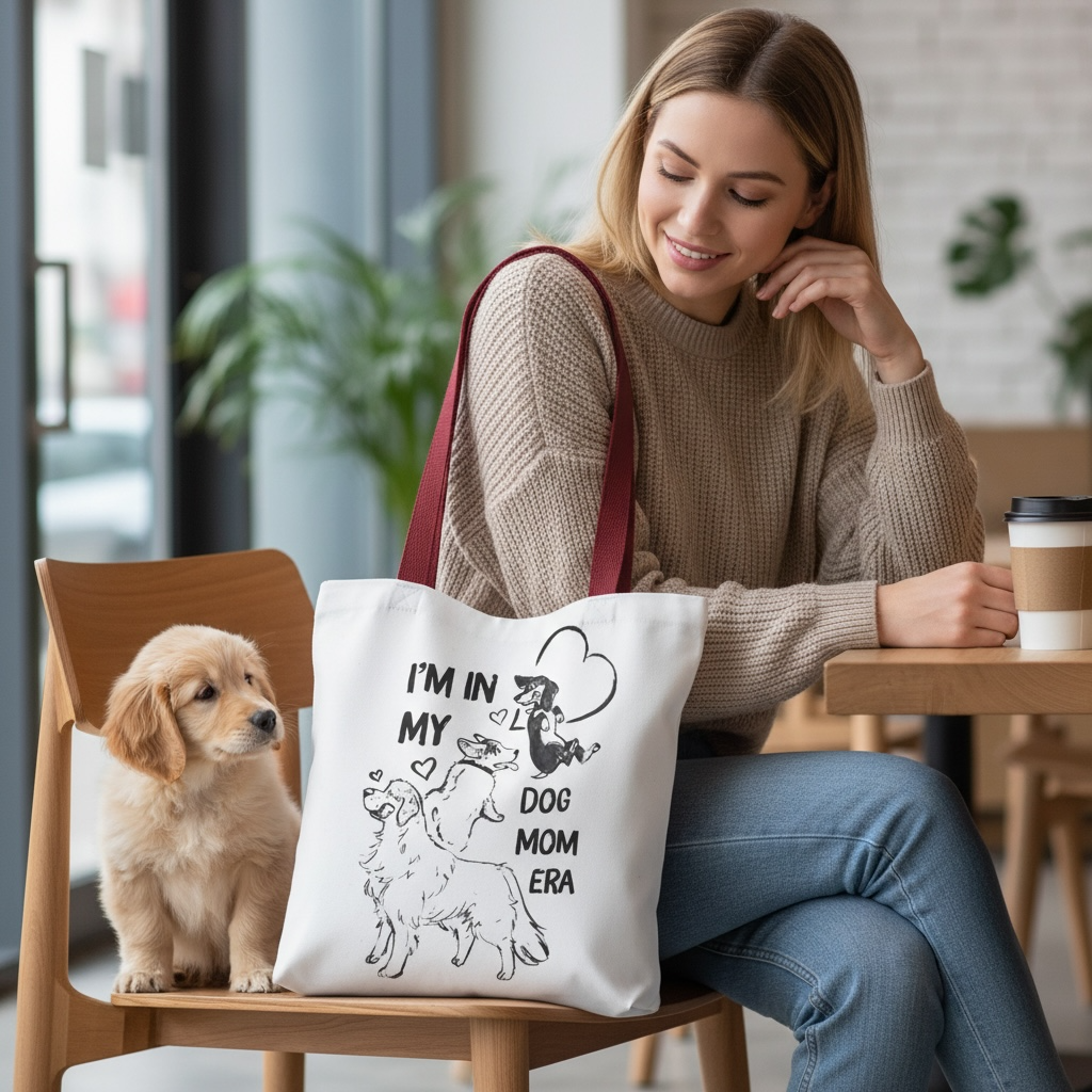 Dog Mom Era Tote Bag – Cute Puppy Tote for Dog Mom | Dog Lover Gift
