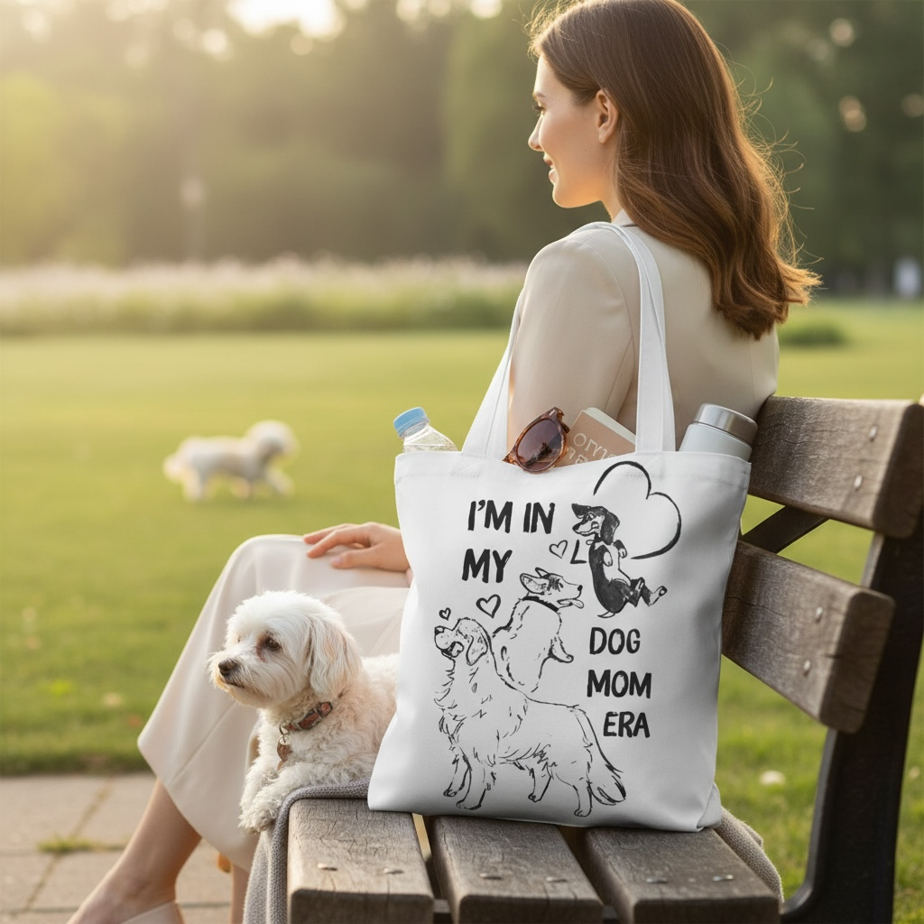 Dog Mom Era Tote Bag – Cute Puppy Tote for Dog Mom | Dog Lover Gift