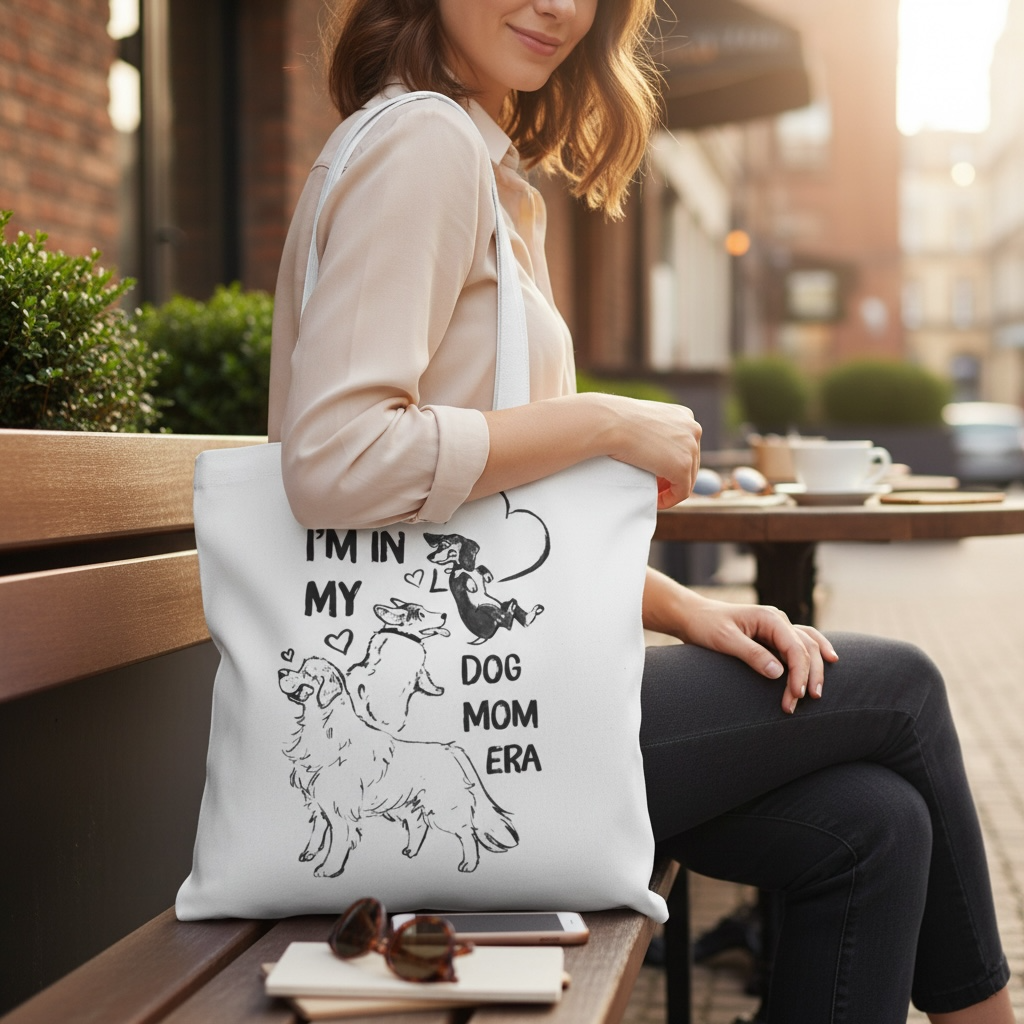 Dog Mom Era Tote Bag – Cute Puppy Tote for Dog Mom | Dog Lover Gift