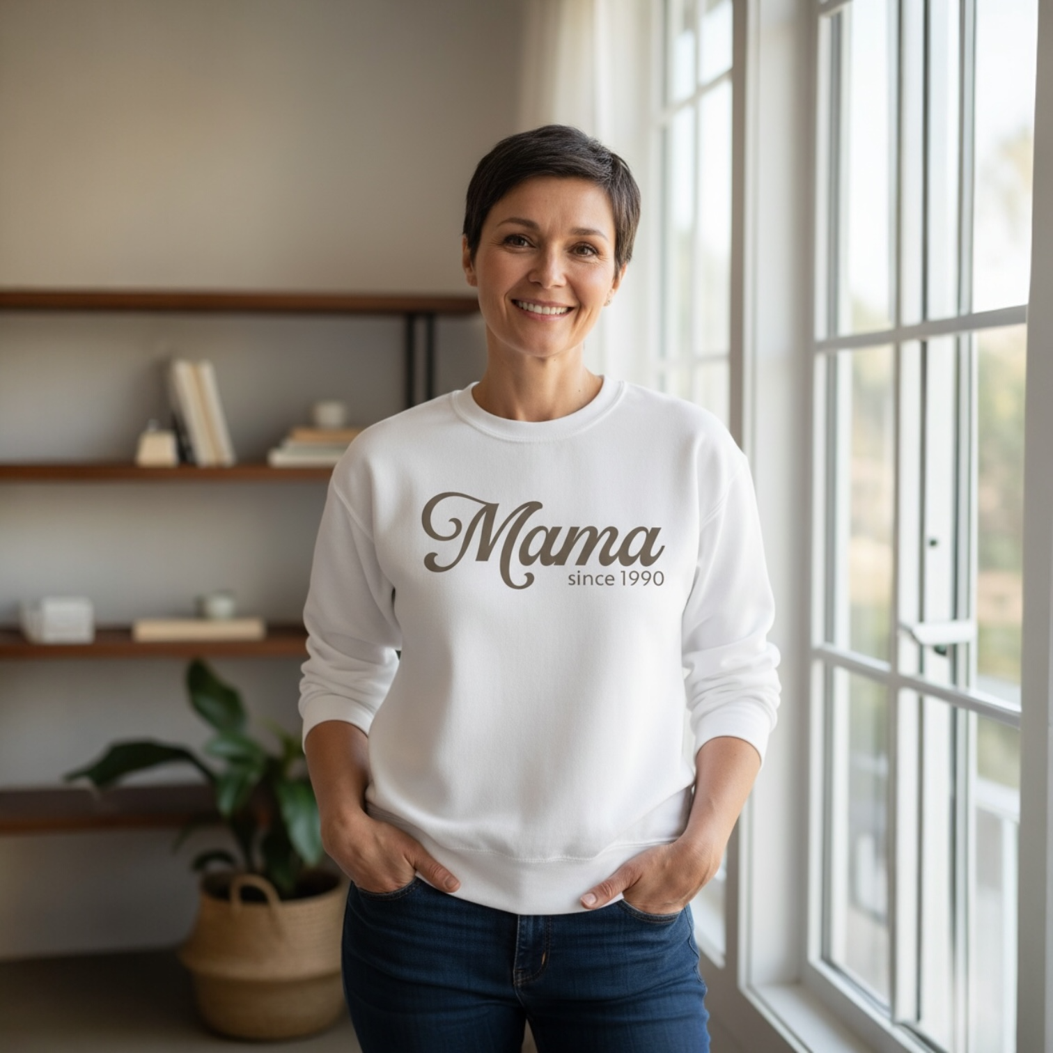 Mama Since 1990 Sweatshirt – Vintage Mom Crewneck Sweatshirt | Minimal Mama Gift for Mother’s Day