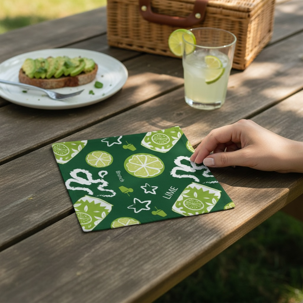 Lime Cocktail Cotton Napkin – Citrus Brunch Table Decor