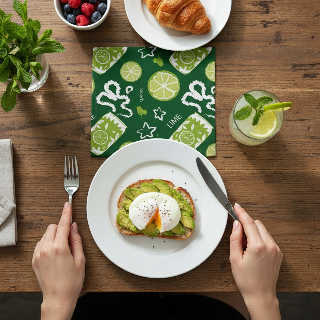 Lime Cocktail Cotton Napkin – Citrus Brunch Table Decor
