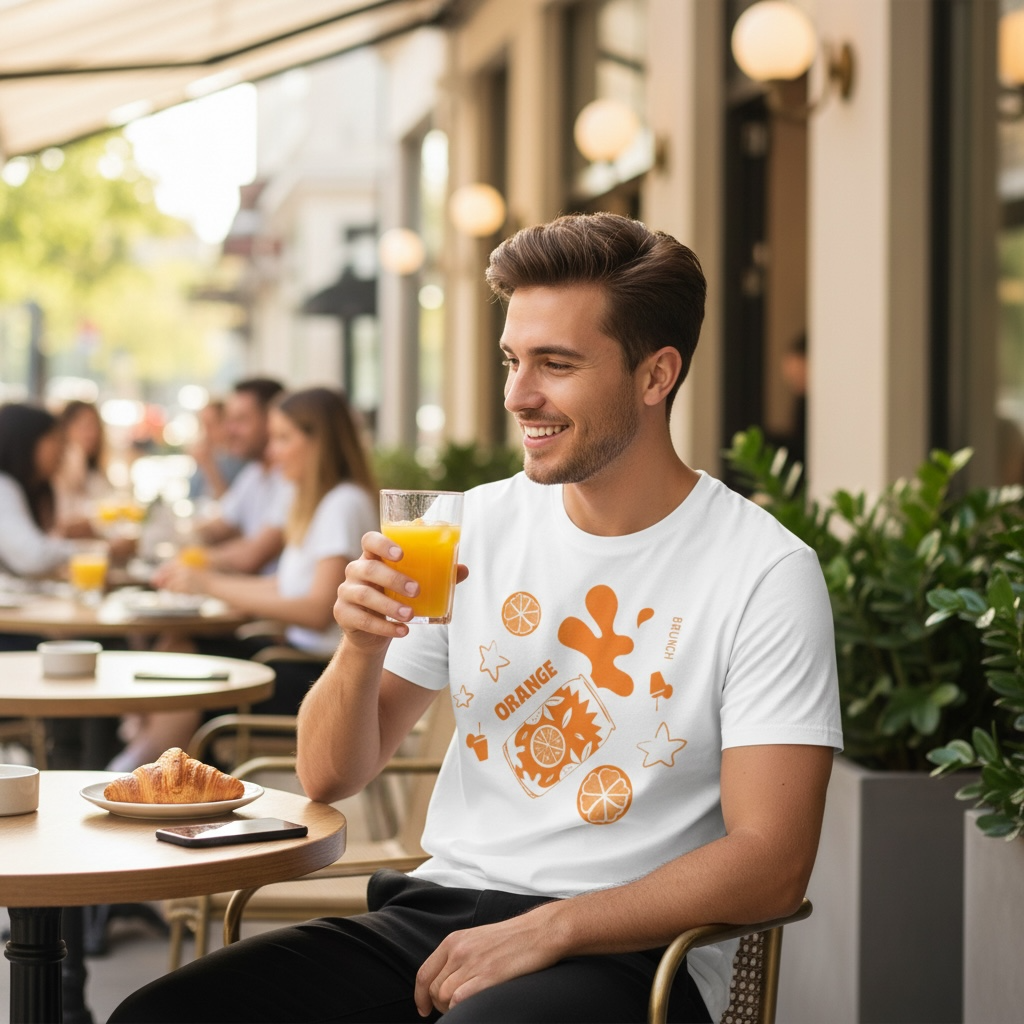 Orange Soda Splash Tee – Aperol Inspired Summer Shirt
