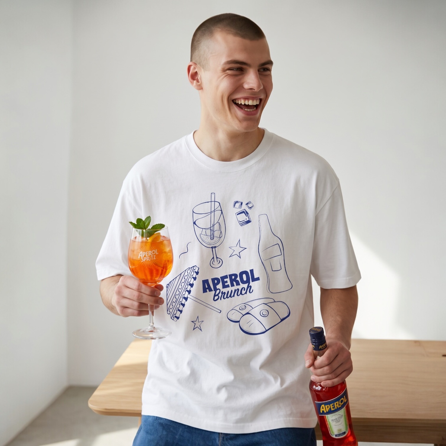 Aperol Brunch Graphic T-Shirt — Retro Spritz Party Tee