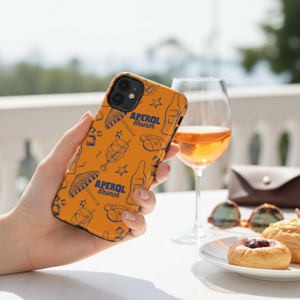 Aperol Brunch Tough Phone Case — Orange Cocktail Pattern