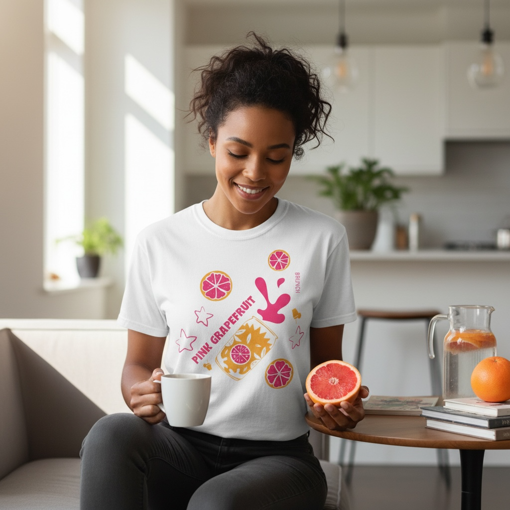 Pink Grapefruit Brunch T-Shirt — Citrus Splash Graphic Tee