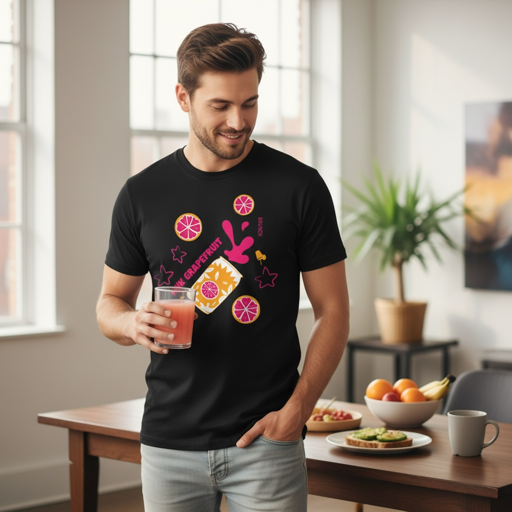 Pink Grapefruit Brunch T-Shirt — Citrus Splash Graphic Tee