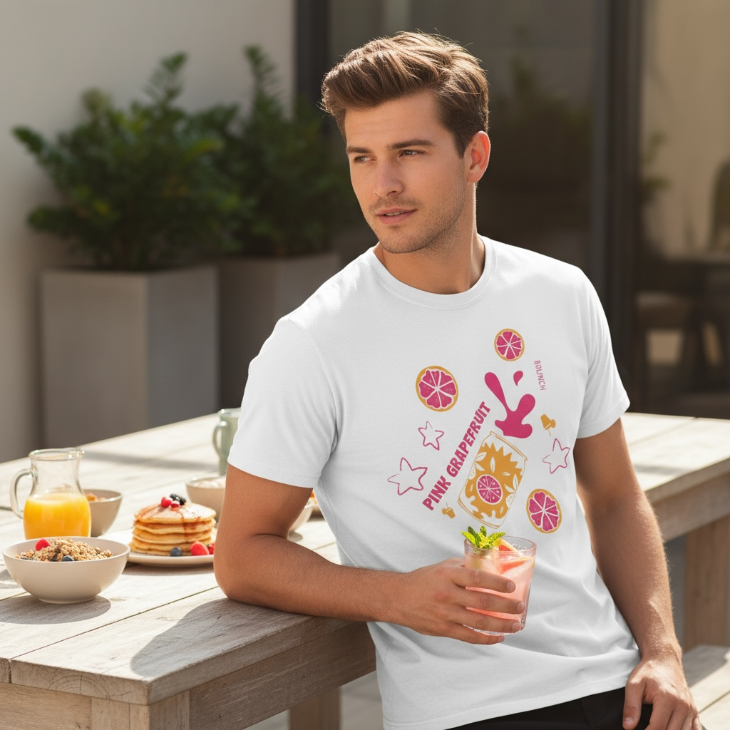Pink Grapefruit Brunch T-Shirt — Citrus Splash Graphic Tee