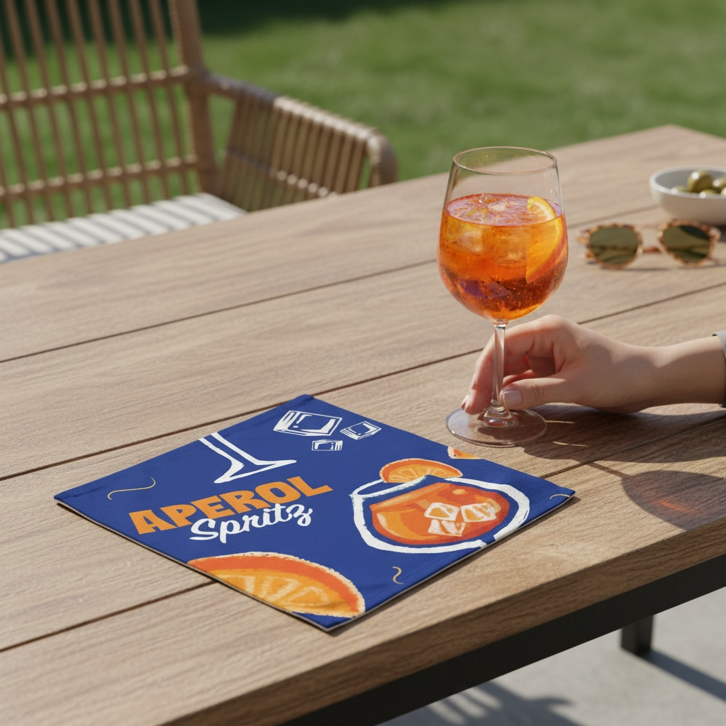 Aperol Spritz Cotton Napkin — Citrus Brunch Table Decor