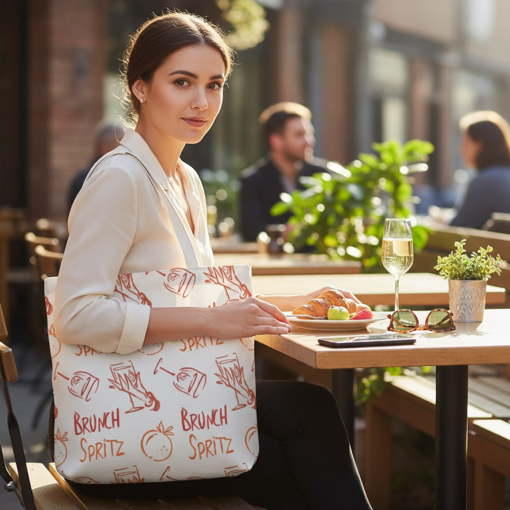 Brunch Spritz Pattern Tote Bag - Citrus All-Over Print