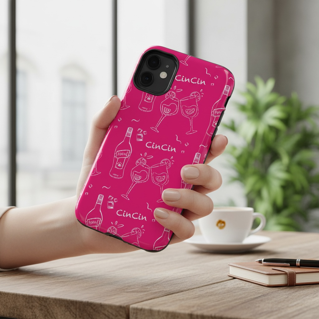 Cin Cin Spritz Tough Phone Case — Magenta Citrus Cocktail Pattern