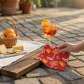 Aperol Spritz Cotton Napkin — Red Citrus Brunch Table Decor