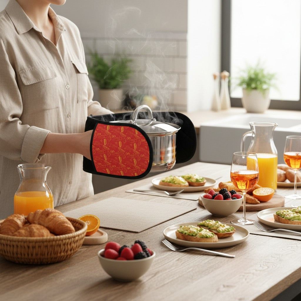Aperol Brunch Double Oven Mitt — Red Mitt Kitchen Decor