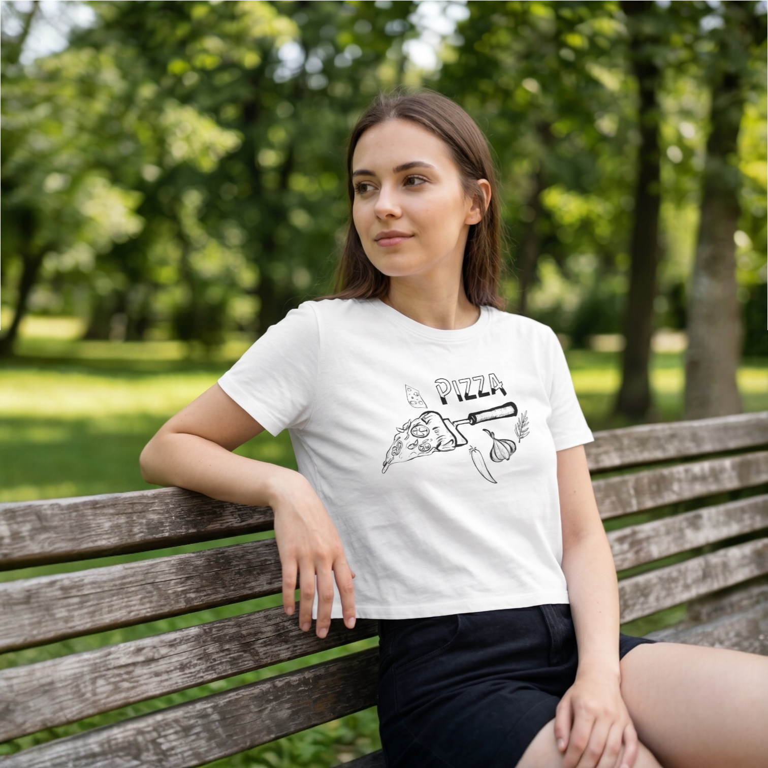 Pizza Slice Sketch Women's Boxy Fit Tee