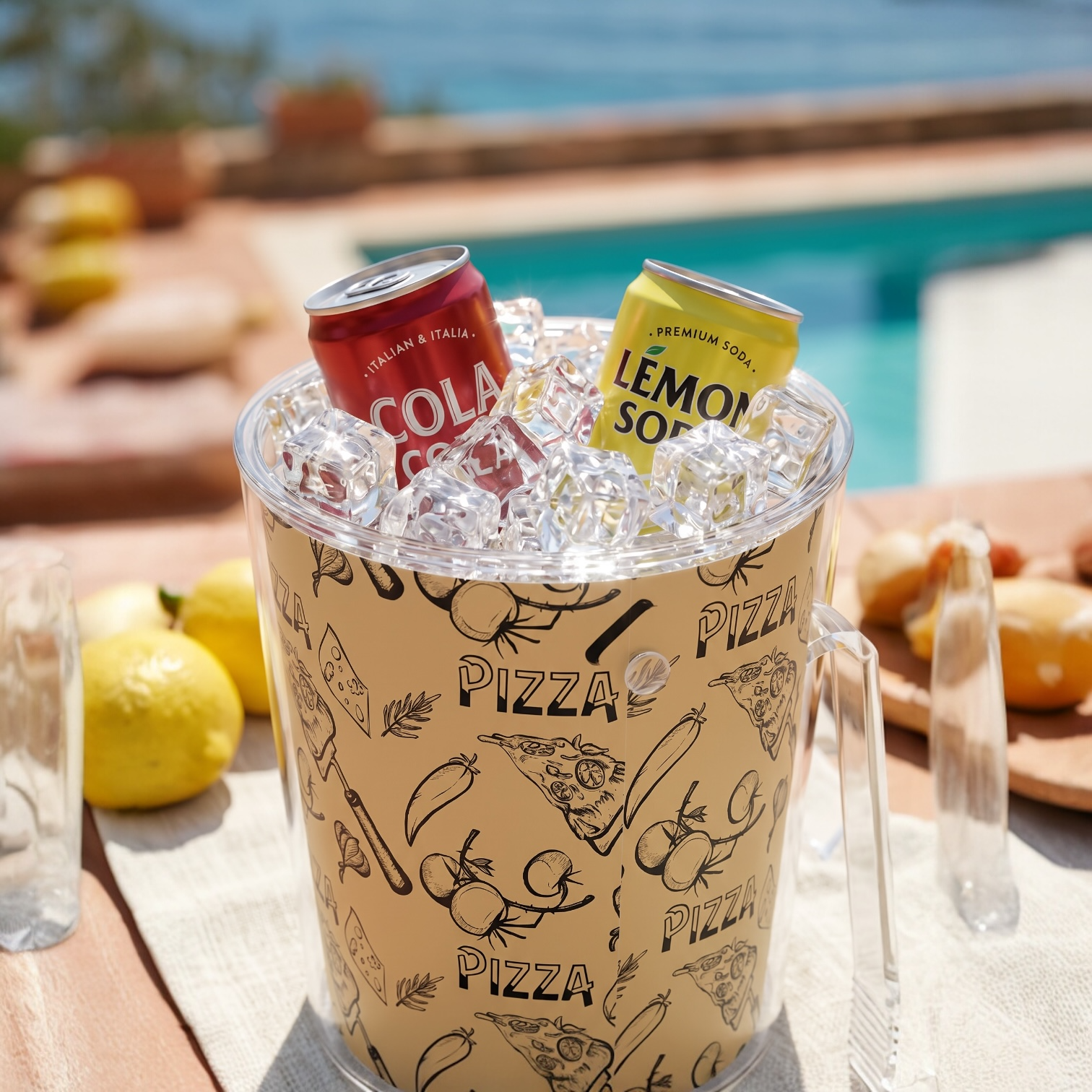 Pizza Pattern Ice Bucket - Italian Vibes Barware