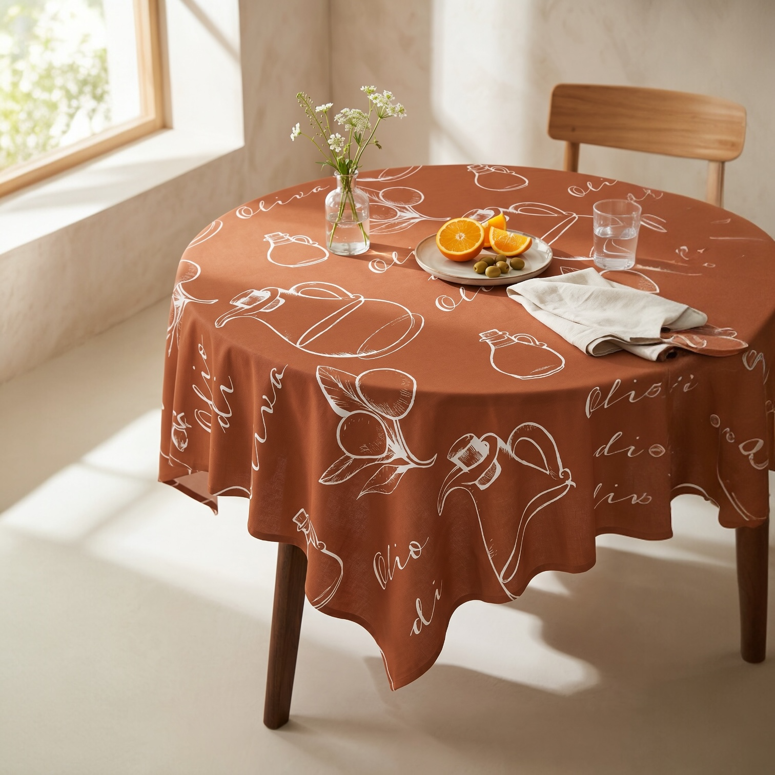Olive Oil Pattern Tablecloth - Italian Vibes Table Decor