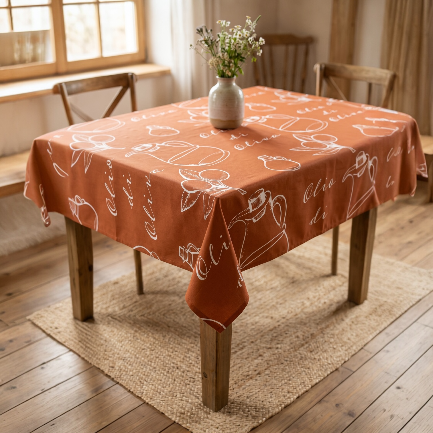 Olive Oil Pattern Tablecloth - Italian Vibes Table Decor