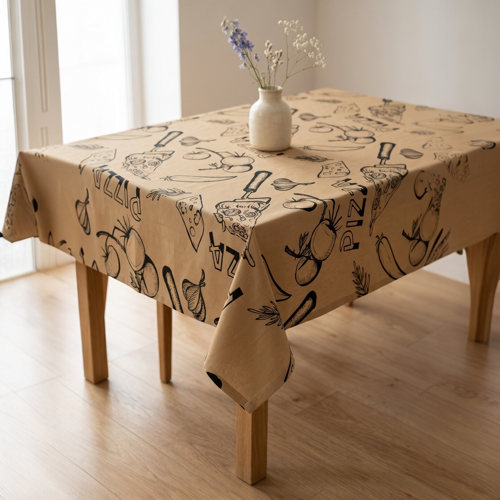 Pizza Pattern Tablecloth - Italian Vibes Table Decor