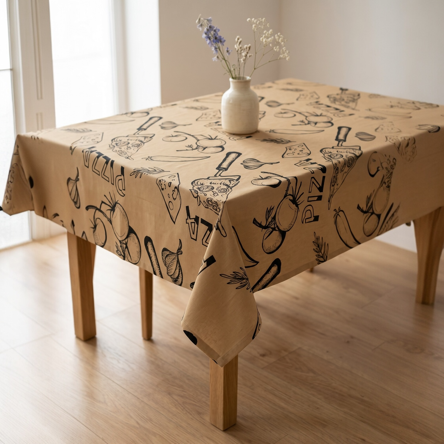 Pizza Pattern Tablecloth - Italian Vibes Table Decor