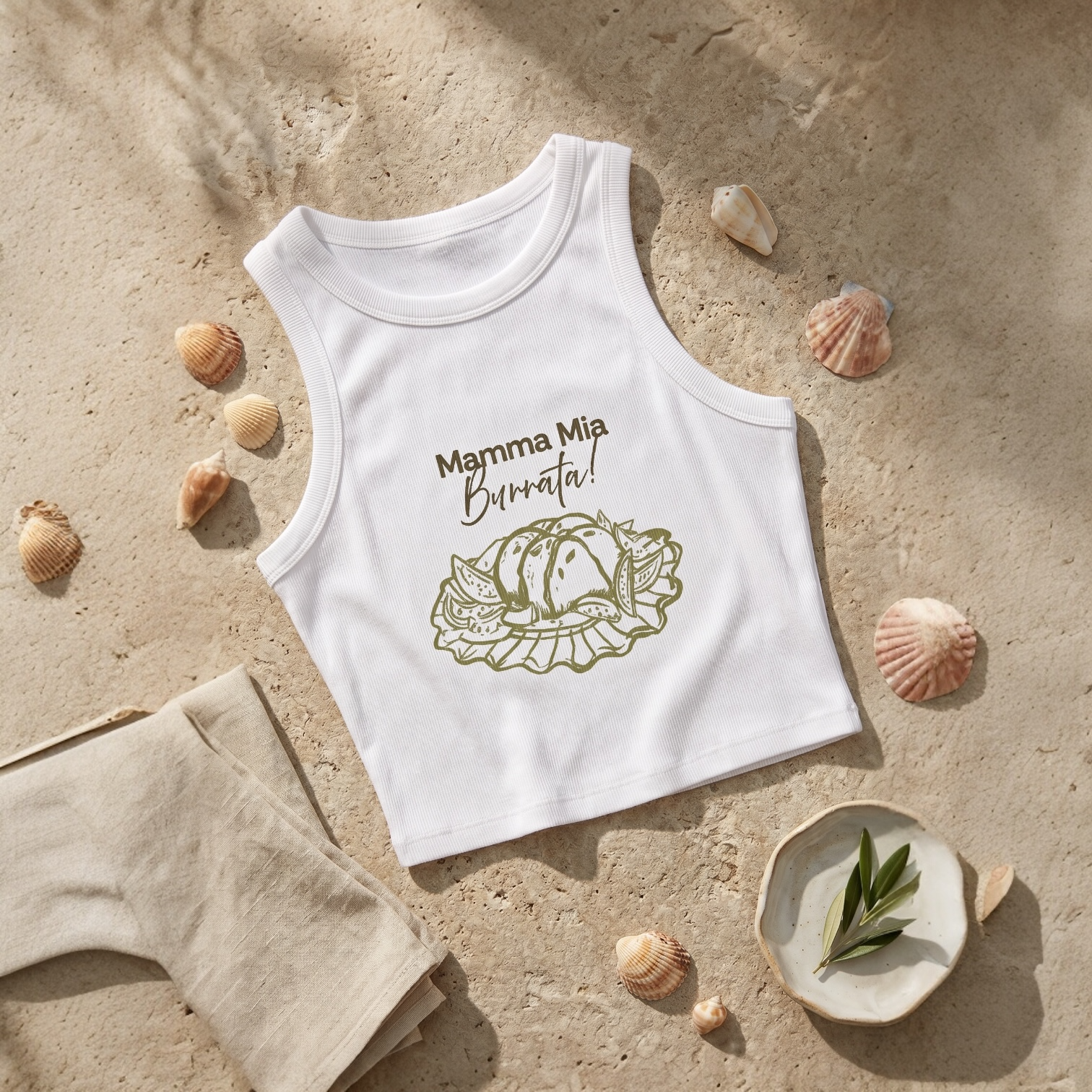 Racer Tank Top - Mamma Mia, Burrata! Italian Food Lover Graphic