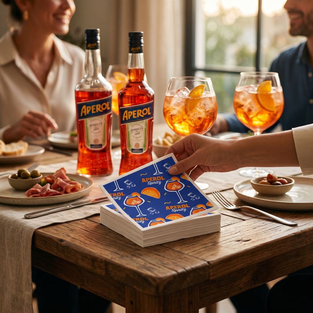 Aperol Spritz Cocktail Napkins – Festive Orange Drink Party Napkins
