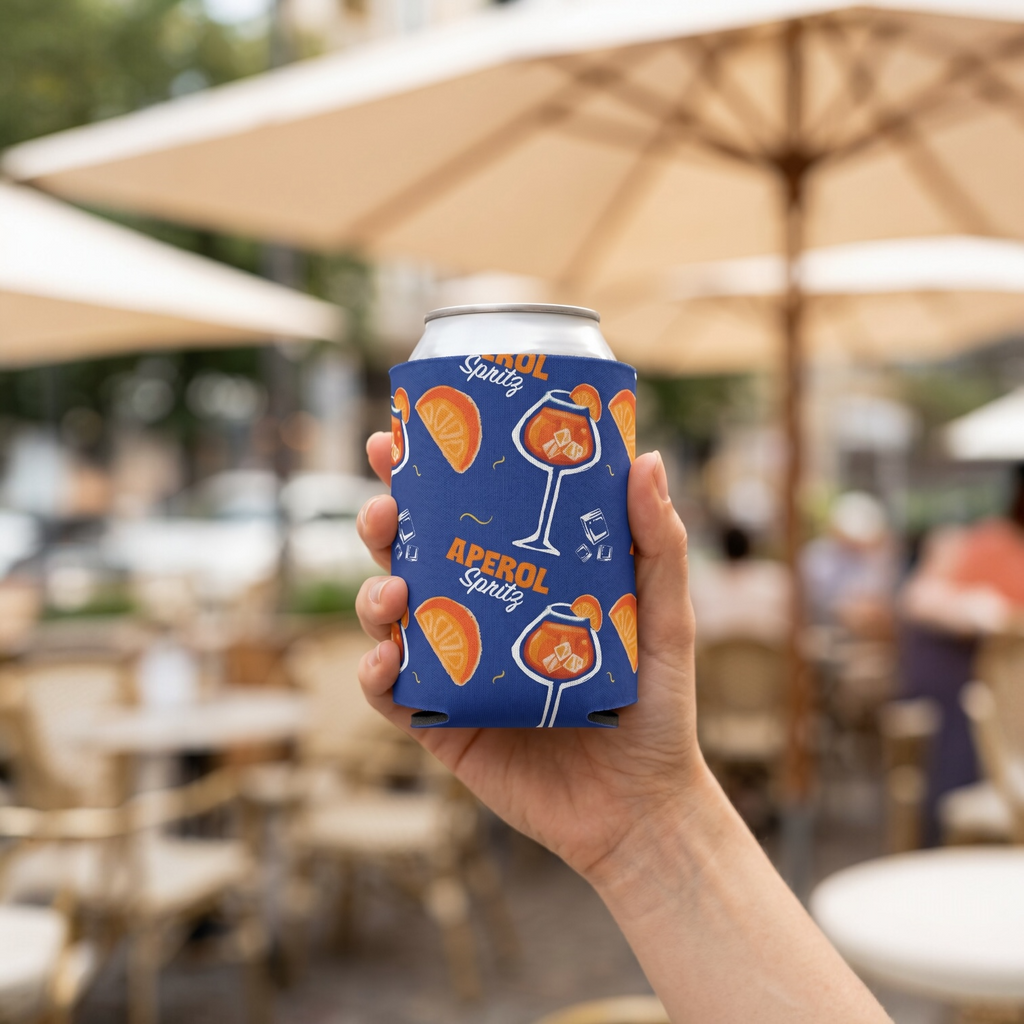 Can Cooler — Aperol Spritz Patterned Koozie