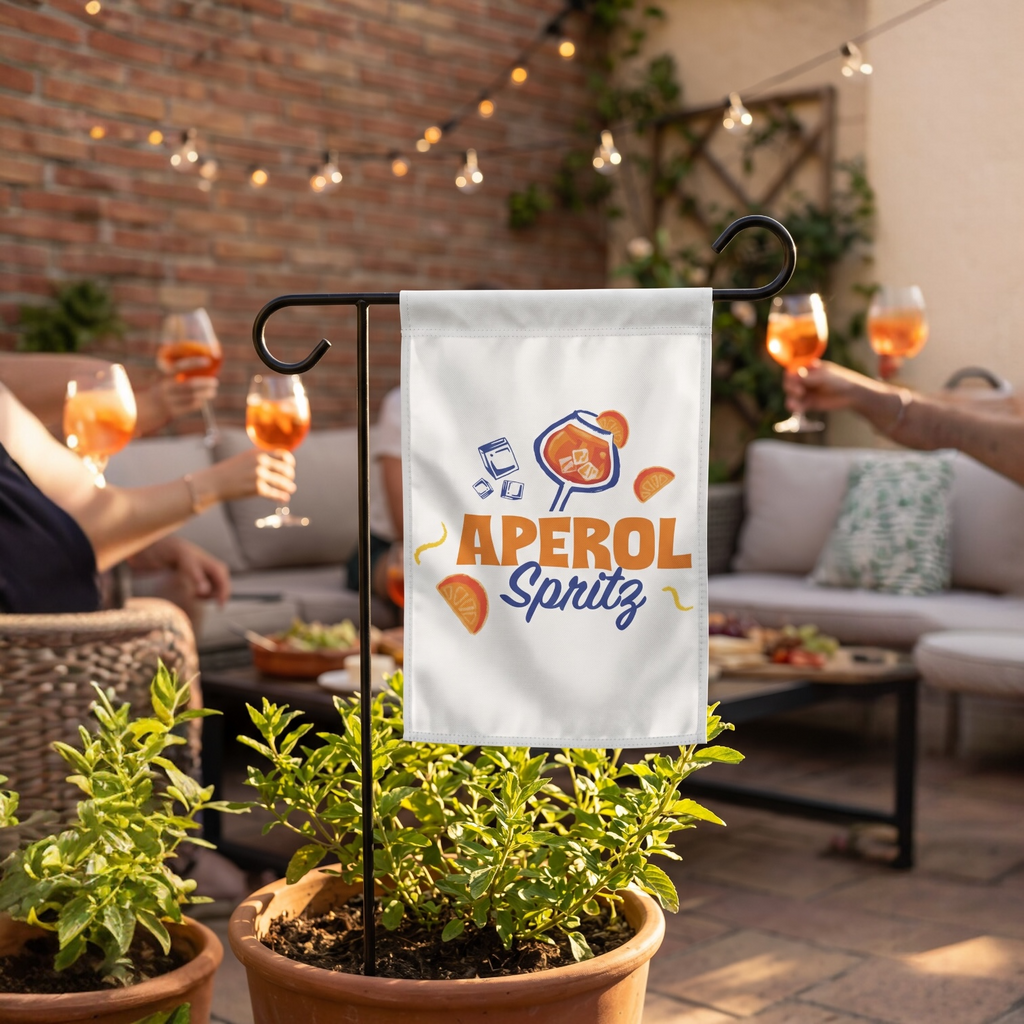 Aperol Spritz Garden Flag — Outdoor/House Banner with Cocktail Design