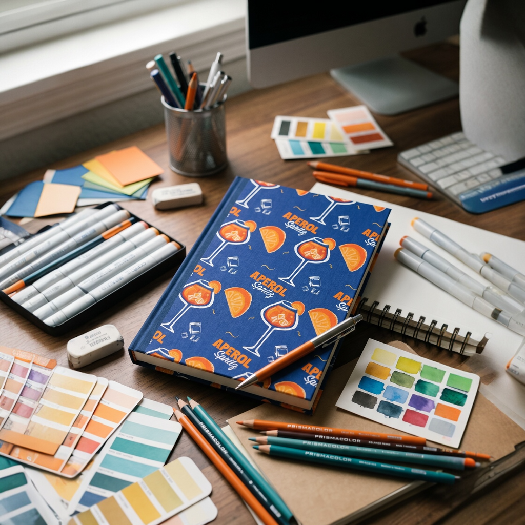 Aperol Spritz Pattern Hardcover Journal — Cocktail Recipe & Summer Notes