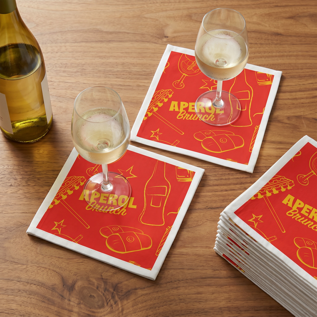 Aperol Brunch Cocktail Napkins (Pack of 50) – Red Paper Napkins, Cocktail Party Decor, Brunch Beverage Napkins, Hostess Gift