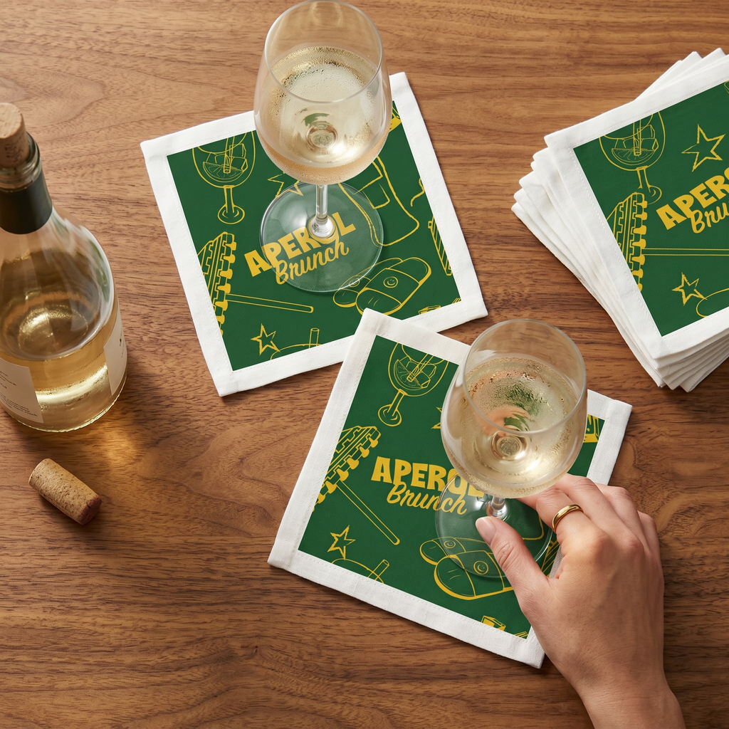 Aperol Brunch Cocktail Napkins (Pack of 50) – Green Paper Napkins, Cocktail Party Decor, Brunch Beverage Napkins, Hostess Gift